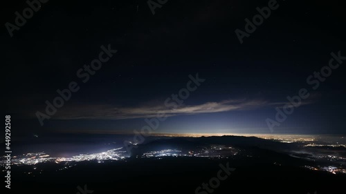 富士山からの景色　花火　山中湖　タイムラプス　夜景
