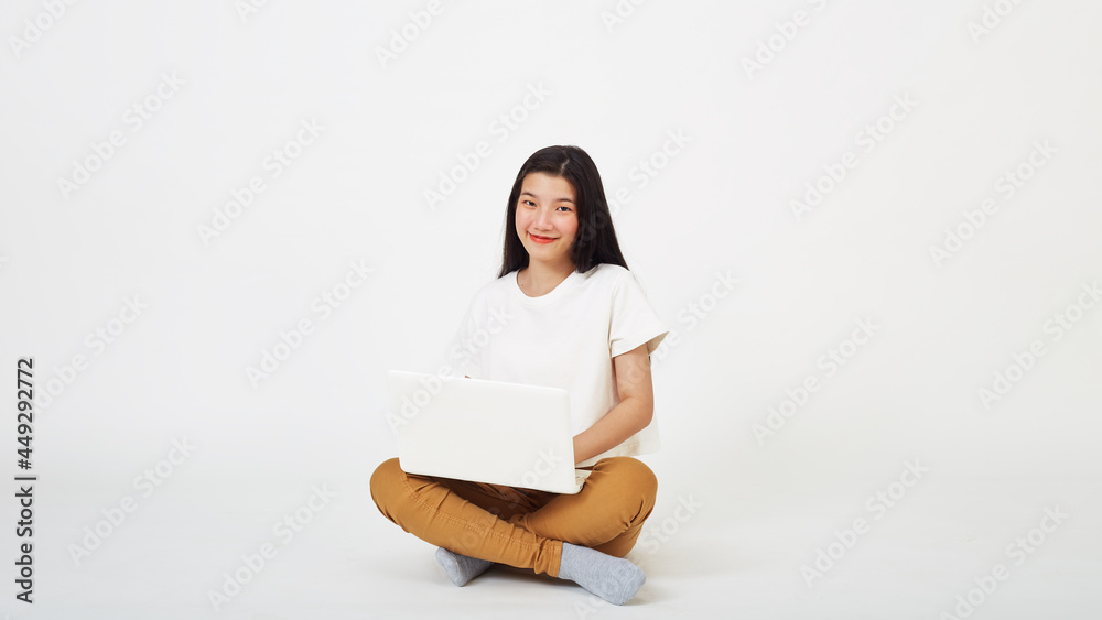 woman attractive sitting on the floor using laptop woman attractive sitting on the floor using laptop