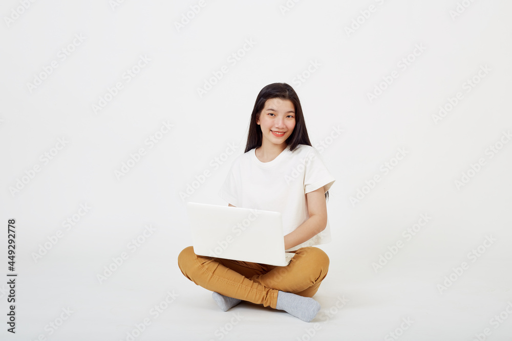 woman attractive sitting on the floor using laptop woman attractive sitting on the floor using laptop