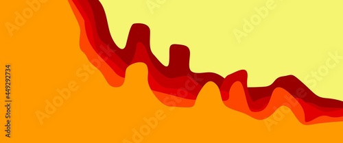 Wavy mountain landscape vector illustration. Abstract wavy splash mountain, papercut style look-alike.