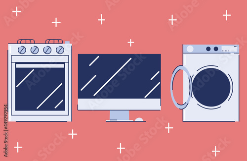 set of household appliances