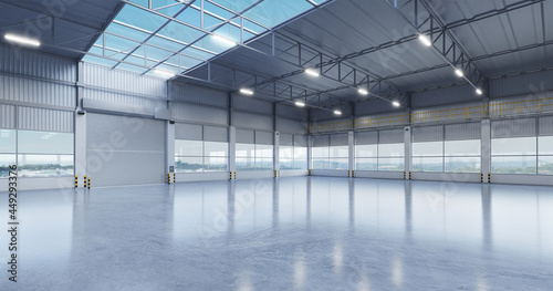 Fototapeta 3D Industrial building warehouse interior