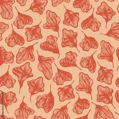 Seamless pattern. Abstract leaves. Line art, doodles. Background for the design of fabric, paper, packaging.