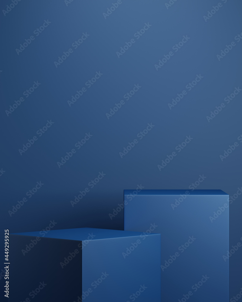 Minimal background.podium with blue background for product presentation. 3d rendering illustration. Minimal background.podium with blue background for product presentation. 3d rendering illustration.