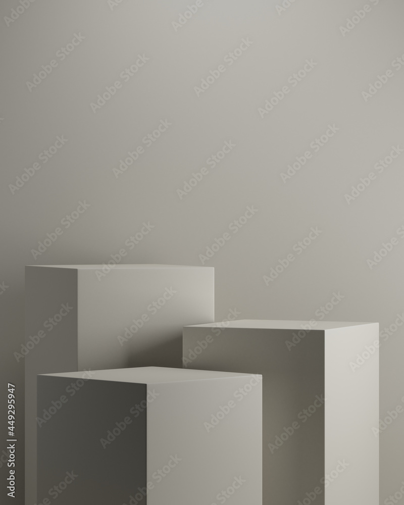 Fototapeta premium Minimal background.podium with grey background for product presentation. 3d rendering illustration.