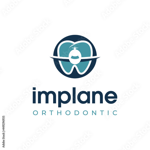 implane orthodontic logo, braces with negative space plane vector