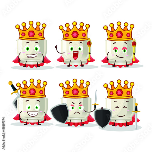 A Charismatic King glass of sake cartoon character wearing a gold crown. Vector illustration