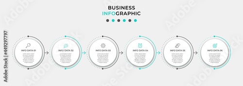 Vector Infographic design business template with icons and 6 options or steps. Can be used for process diagram, presentations, workflow layout, banner, flow chart, info graph