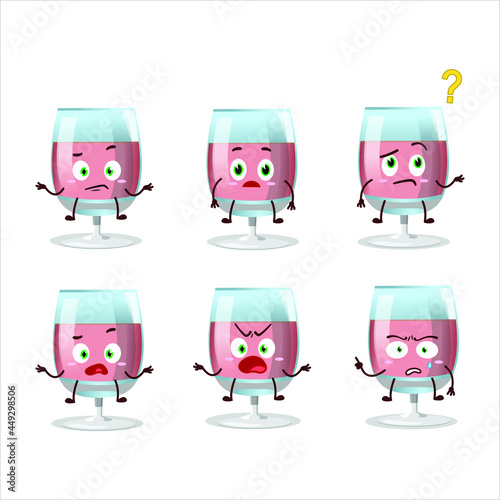 Cartoon character of rose wine with what expression. Vector illustration