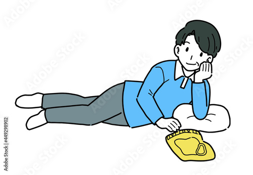 ダラダラする運動不足な男性のイラスト