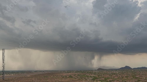 A downpour of heavy rain during a monsoon storm in Phoenix, Arizona. photo