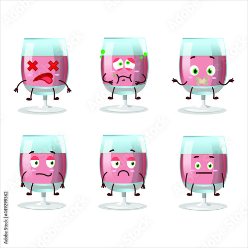 Rose wine cartoon character with nope expression. Vector illustration