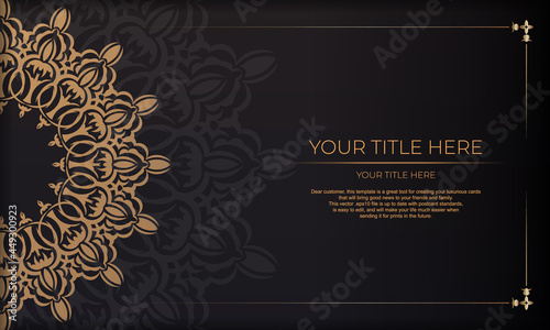 Luxury banner with vintage ornaments and place for your design. Template for design printable invitation card with mandala patterns.