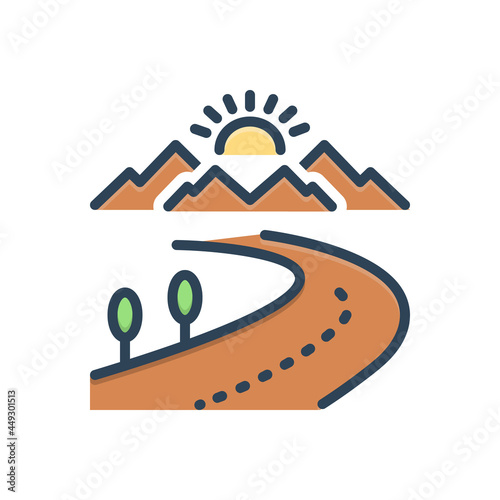 Color illustration icon for highway 
