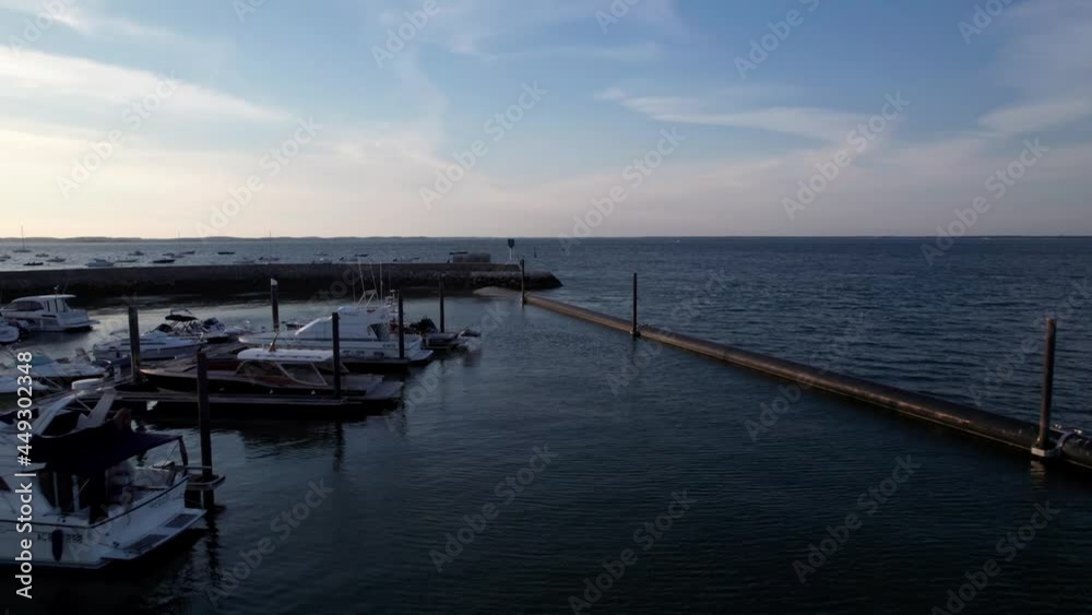 Boats Dock At The Seaport Of Arcachon Bay In The Region Of Aquitaine, France. aerial Boats Dock At The Seaport Of Arcachon Bay In The Region Of Aquitaine, France. aerial