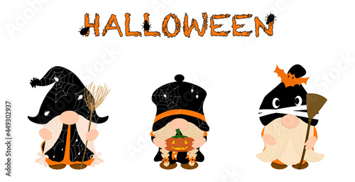 Vector - Set cute gnome on Halloween dress concept. Holiday season.