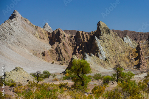 Jagged geological fault on the way from Fiambalá to the Paso San Francisco mountain pass, on the border with Chile. Catamarca Province, Argentina