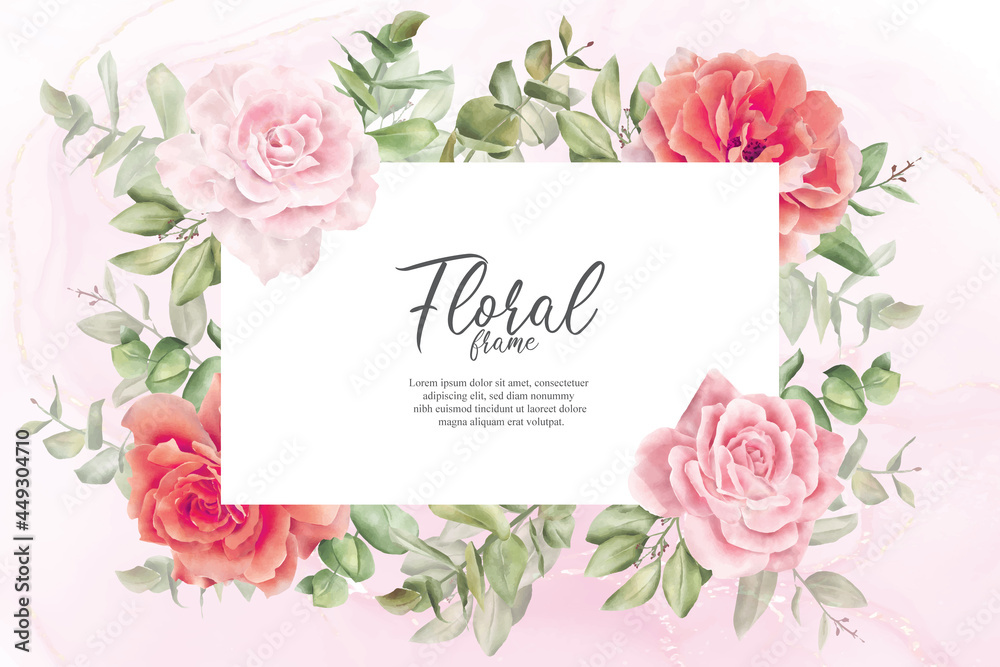 Obraz Vintage Wedding Invitation Design Template with Floral and Alcohol Ink Background