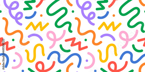 Canvastavla Fun colorful line doodle seamless pattern
