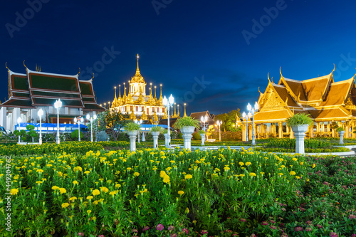 Beautiful sky and Wat Ratchanatdaram Temple in Bangkok 