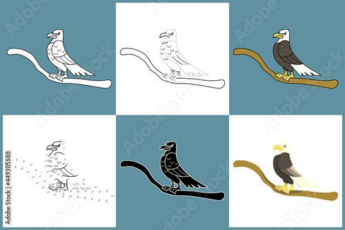 Set of cartoon EAGLE in 6 styles