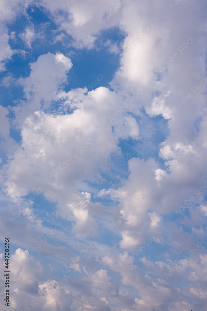 Blue sky  with tiny clouds. Beautiful photo background. wonderful texture.
