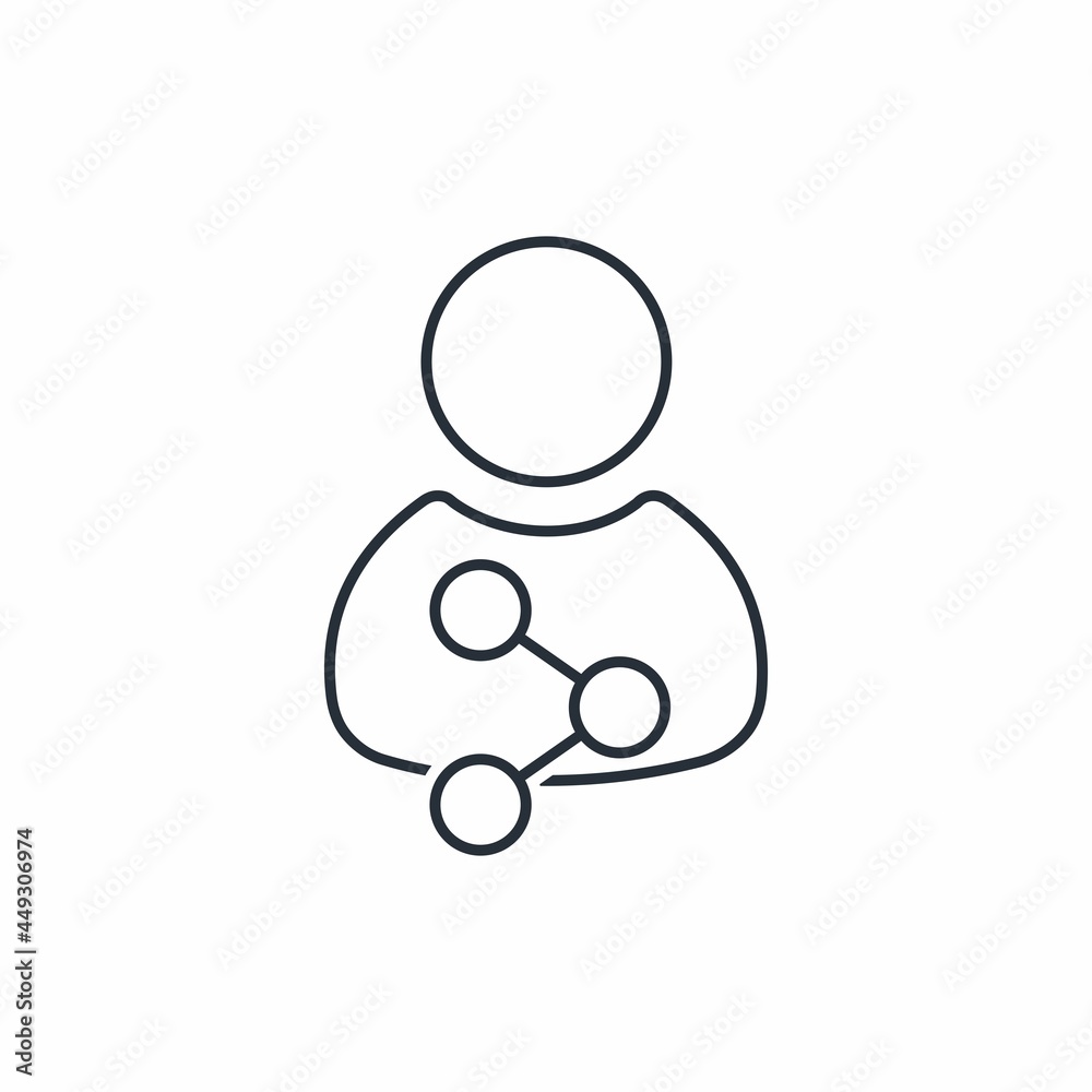 User sharing. Vector linear icon isolated on white background. User sharing. Vector linear icon isolated on white background.