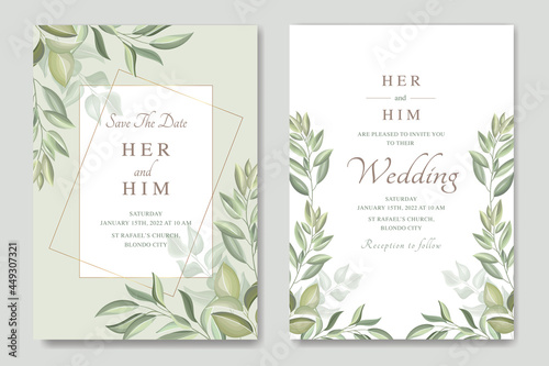 beautiful wedding invitation with floral template