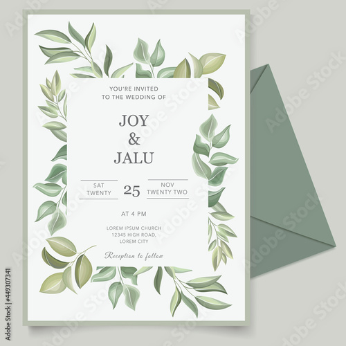 beautiful wedding invitation with floral template