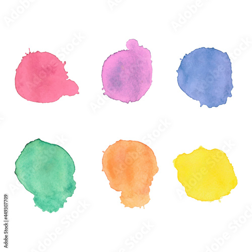 Set of colorful watercolor stains