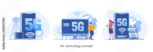 5G technology wifii flat vector template 