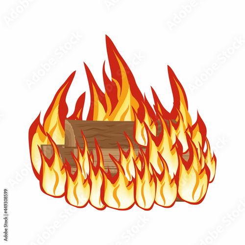 wood-burning bonfire, color isolated vector illustration on a white background