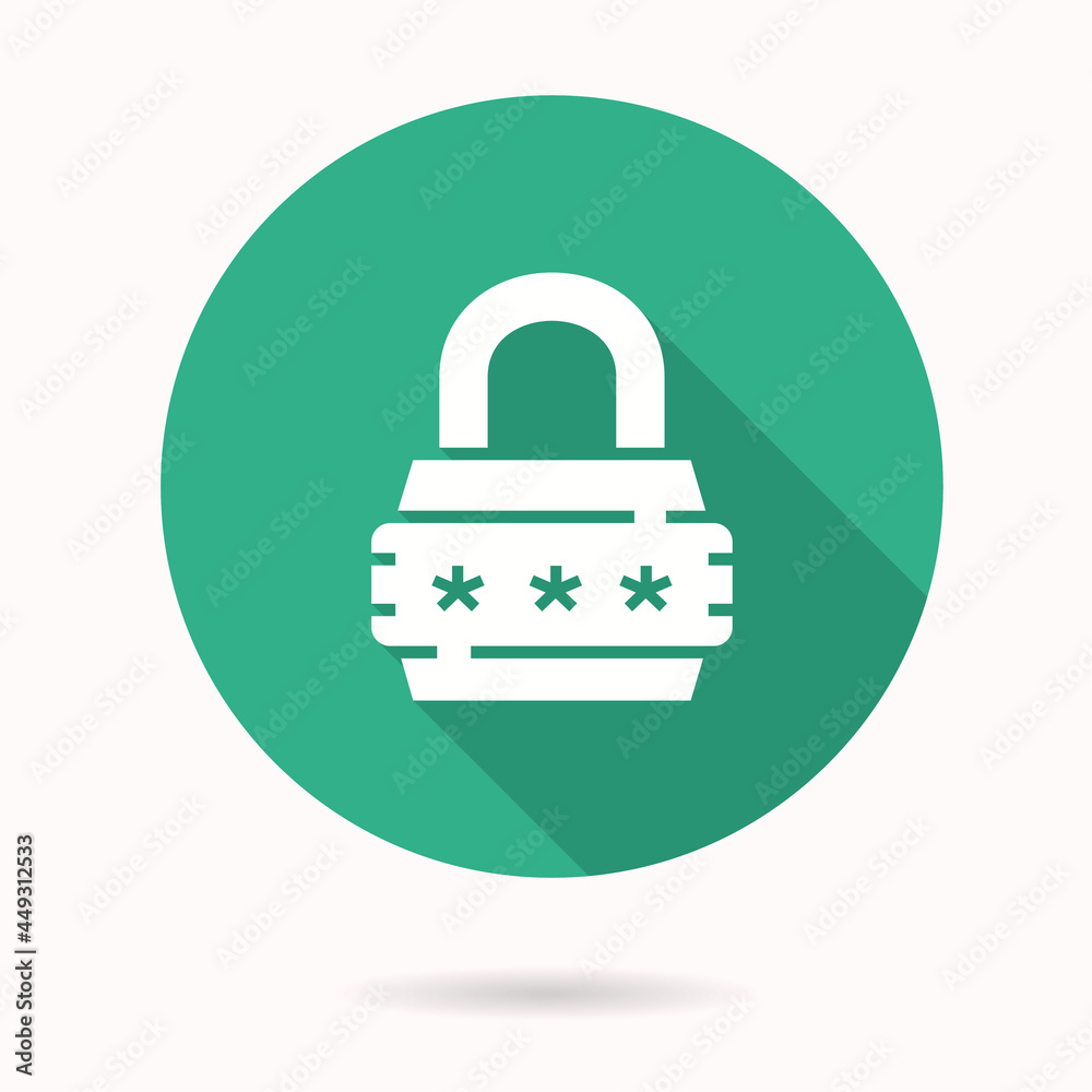 Password icon with long shadow for graphic and web design. Password icon with long shadow for graphic and web design.