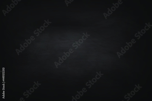 Vector grungy texture with chalk rubbed out on black background. Black chalkboard background, clean school horizontal chalkboard.