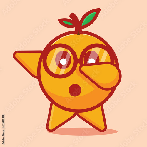 cute orange mascot  do dubbing pose isolated vector illustration in flat style