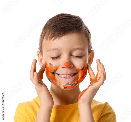 Cute little boy with paint ...