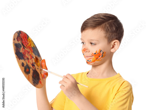 Cute little boy with paint ...
