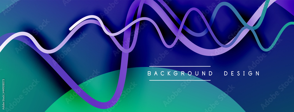 Abstract gradient background with wave line with shadow effect. Geometric composition. 3D shadow effects and fluid gradients Abstract gradient background with wave line with shadow effect. Geometric composition. 3D shadow effects and fluid gradients