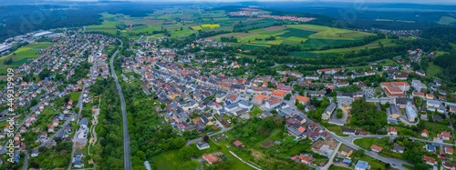 Aerial view of the city Eschenbach in Germany, Bavaria on a sunny day in Spring