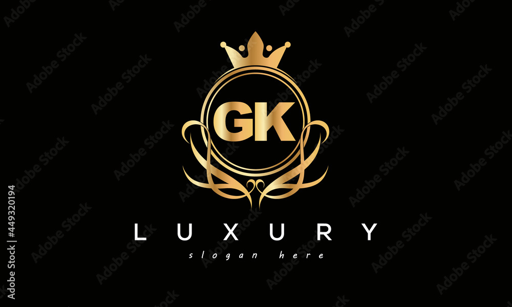 GK royal premium luxury logo with crown GK royal premium luxury logo with crown