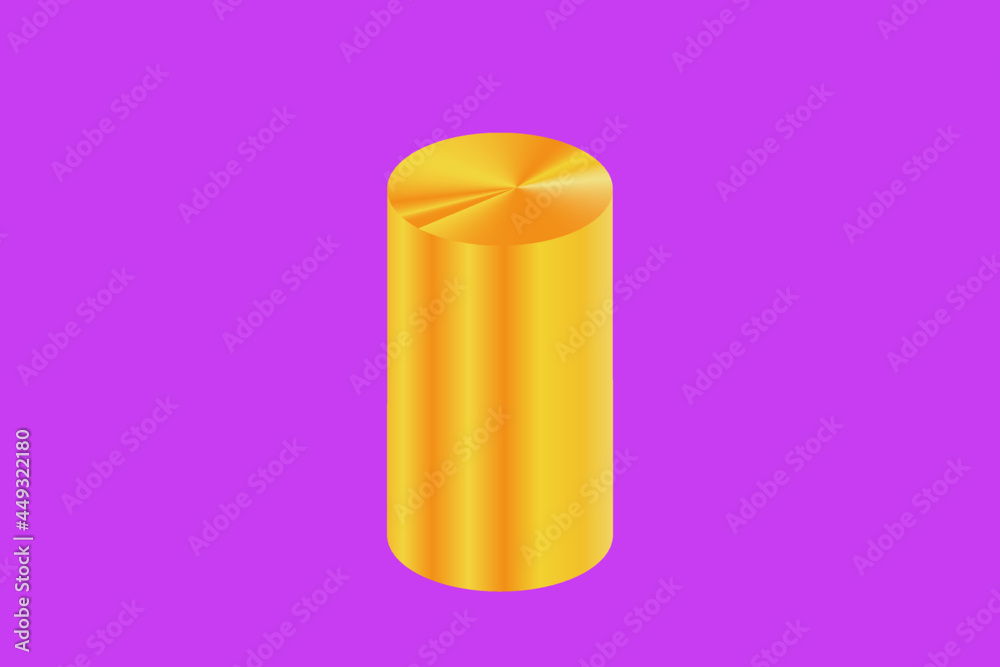 A real precious metal cylinder 3d illustration is a flat drawing A real precious metal cylinder 3d illustration is a flat drawing