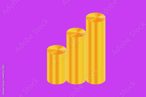 The actual 3d gold metal cylinder illustration is a 2d drawing arranged in combination colors