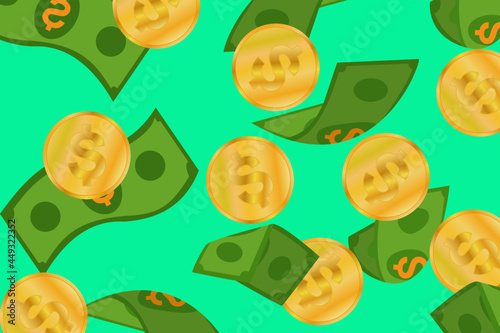 Illustrations of money and gold are promising items in modern times, made with flat techniques and 3d blends