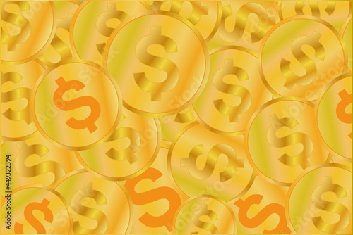 Gold coin background illustration made with a color gradation blend effect that makes it seem like a 3d texture