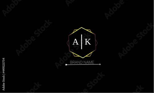 AK is a unique logo with a peasant design and royal golden color with black background.