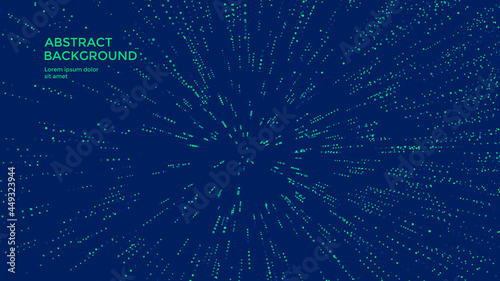 Starburst motion background with dotted pattern. Fast digital data transfer. Time travel and hyper jump in space 