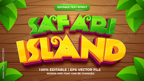 Editable text effect - safari island cartoon style 3d template