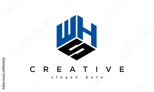 WHS letters creative logo with hexagon	