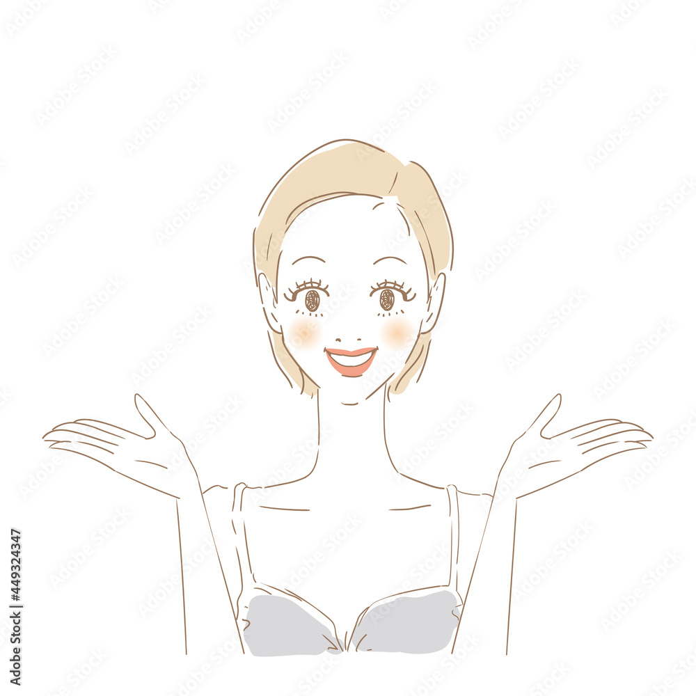 案内する女性 比べる 案内する女性 比べる