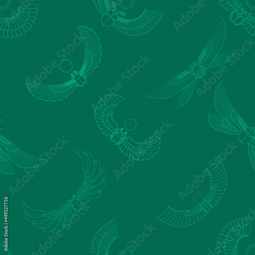 Seamless pattern with ancient egyptian symbol Scarab Winged sun for your project